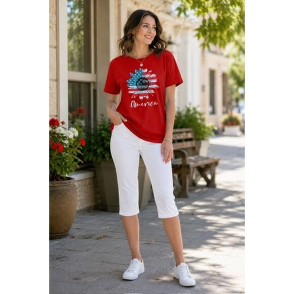 Source Unknown Tops - ❤️ New Patriotic Sunflower T-Shirt – America Flag Graphic – Size Small (NWT)